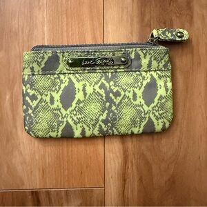 Lime Green Snake Print Wallet by Love Express